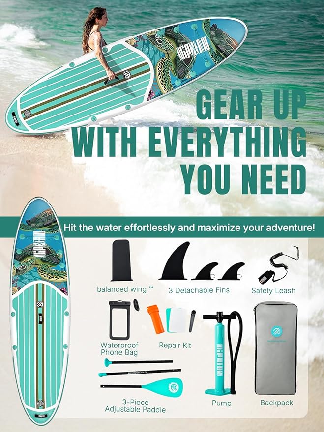 Niphean Inflatable Stand Up Paddle Board with SUP Accessories, Anti-Slip EVA Deck, 10’6’’ Inflatable Paddle Boards for Adults & Youth of All Skill Levels