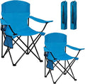 Camping Chair 2 Pack Portable Folding Chair with Cup Holder and Cooler Bag, 285lbs Capacity, Upgraded Foldable Chair for Outdoor, Beach, Fishing, Backpacking, Sky Blue