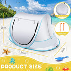 Baby Beach Tent,Large Pop Up Beach Tent Sun Shade for Beach,Portable Baby Travel Tent with Mosquito Net,Indoor Baby Play Tent,UPF 50+ UV Protection Sun Shelters for Infants
