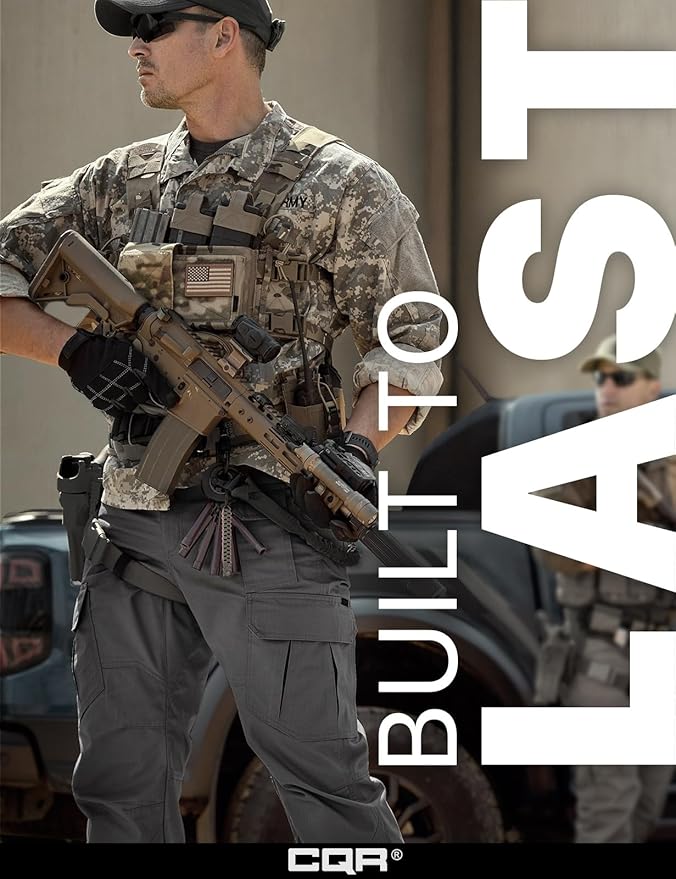 CQR Men's Tactical Pants, Water Resistant Ripstop Cargo Pants, Lightweight EDC Work Hiking Pants, Outdoor Apparel