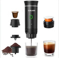 Portable Espresso Maker – Self-Heating USB-C Rechargeable Travel Coffee Maker for Car, Camping, Office, Hiking, portable coffee maker With Ground Coffee & NS Capsule (Black)