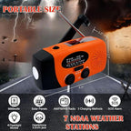 Solar Emergency Hand Crank Weather Radio, Portable Self Powered NOAA AM/FM Radios with SOS Alarm LED Flashlight 5000mAh Power Smart Phone USB Charger for Camping (5000mAh Orange)