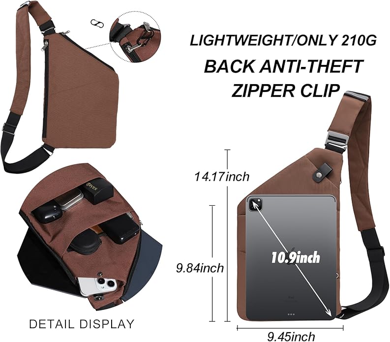 Anti Theft Crossbody Travel Bags for Women Men Cross Body Slim Sling Handbags with S Hook Antitheft