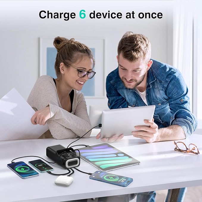 Portable Charger 40000mAh Power Bank Built-in Cable,PD 22.5w Fast Charging Powerbank, LED Display External Battery Pack with Retractable Auto Lighting, Travel Phone Charger for iPhone,Samsung,Google