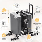 Krute Carry On Luggage 20 inch Aluminum Frame Suitcase with Spinner Wheels No Zipper PC+ABS Hardshell Luggages TSA Lock Zipperless Suitcases