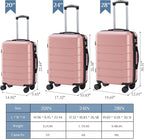 OLIXIS 3-Piece Luggage Set, Carry On Suitcases with Spinner Wheels, Expandable Travel Luggage with TSA Approved Lock & ABS Hard Shell, Pink, 20/24/28 Inch