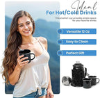 Toughty Enamel Coffee Percolator - Stovetop Coffee Maker for Camping, Open Fire, Grill, or Stove - Vintage Coffee Pot - Durable Old-Fashioned Metal Percolator w/ 2 Cups & 12 Coffee Filters - Black