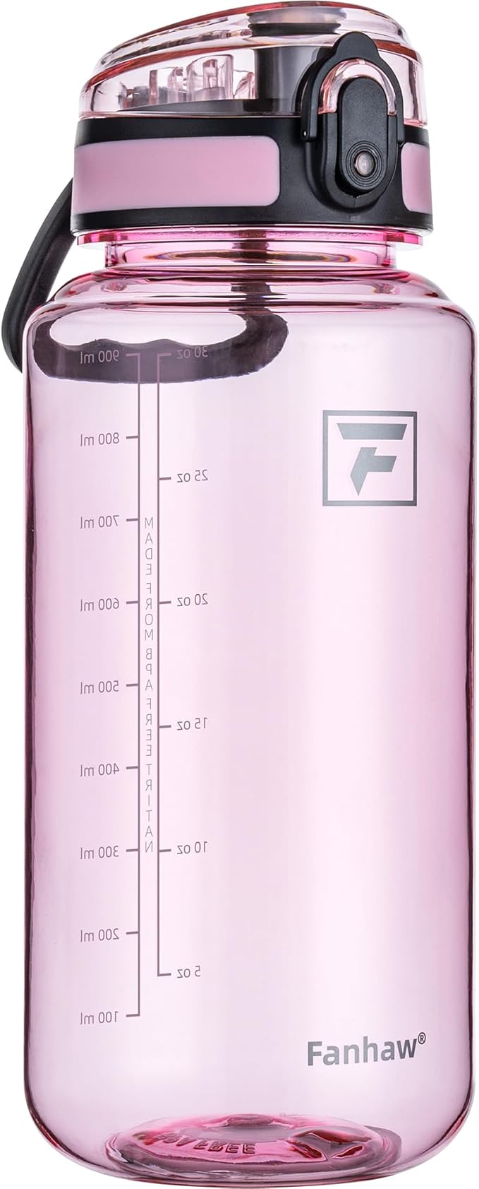 Fanhaw 32 Oz Clear Tritan Water Bottle with Chug Lid, BPA-free, Wide Mouth, Leak Proof - for Gym, Travel, Home, School, Office (Cherry Blossom)