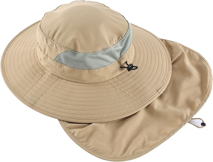 Home Prefer UPF 50+ Sun Hats for Men Women Wide Brim Fishing Hat with Neck Flap Summer Safari UV Protection Bucket Hat