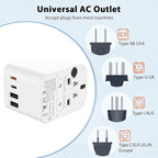 European Travel Plug Adapter, Universal Travel Adapter with PD Fast Charging, 5-Port (1 AC/2 USB-A/2 USB-C) International Power Adapter with Fuse Surge Protection for US EU UK AU - Black