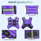 Weighted Vest, 8lb/12lb/16lb/20lb/25lb/30lb Weight Vest with Two Adjustment Straps for Men Women, Weight Vests with Reflective Stripe for Strength Training, Running, Jogging, Walking
