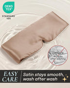 Zenssia Satin Sleep Mask for Women and Men, Lightweight Padded Eye Mask with Adjustable Strap, Comfort Blackout for Travel and Nap - Taupe