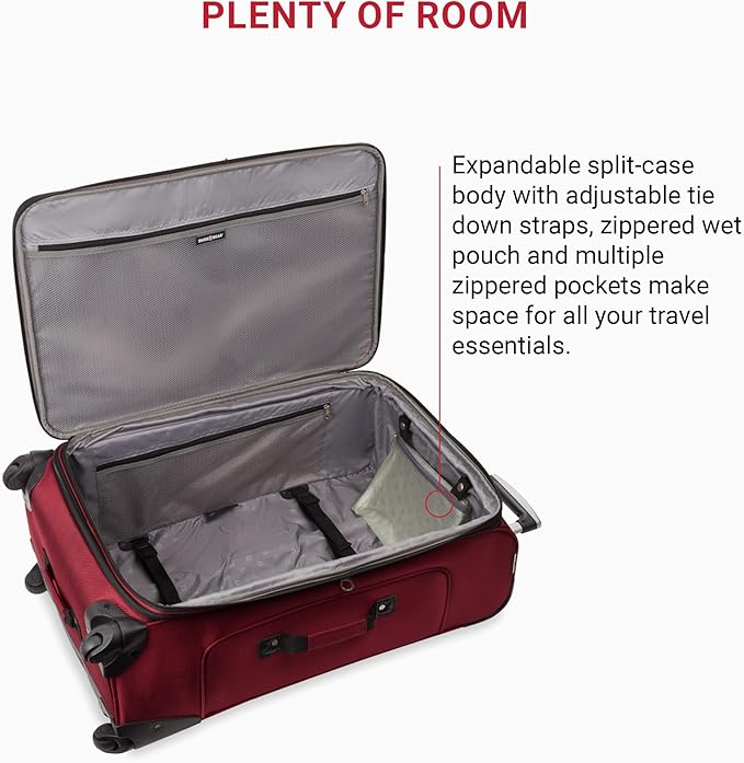 SwissGear Sion Softside Expandable Roller Luggage, Burgundy, 3-Piece Set (21/25/29)