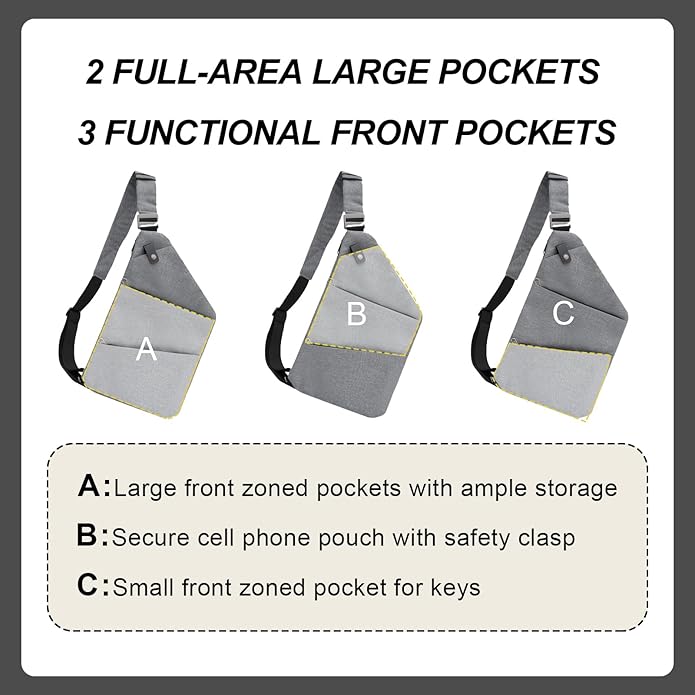 Anti Theft Crossbody Travel Bags for Women Men Cross Body Slim Sling Handbags with S Hook Antitheft