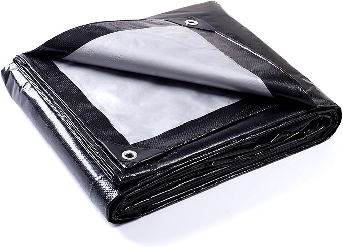 GUARD SHIELD Tarp 12x16 Feet Waterproof Black/Silver Tarps 8Mil Multi Purpose UV Resistant Cover for Outdoor,Camping,Tent,Boats