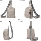 3L SMALL Sling Bag Fanny Packs For Women Men Mini Crossbody Chest Belt Travel Bag Purse Handbag Faux Leather Fashion Cute Light Grey