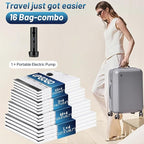 Combo 16 Pack Travel Vacuum Bags for Luggage with Portable Electric Pump,Vacuum Seal Bags for Clothing,Packing Cubes Compression,Cruise Ship and Travel Essentials