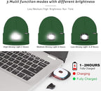 ATNKE LED Lighted Beanie Hat,USB Rechargeable 4 LED Running Headlamp Bright Cap with The Light Gifts for Men and Women
