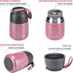 Insulated Food Jar for Hot & Cold Food for Kids Adult,17 oz Soup Thermo Hot Food Containers for Lunch, Triple Layer Insulation Stainless Steel Food Jar with Spoon (Pink)