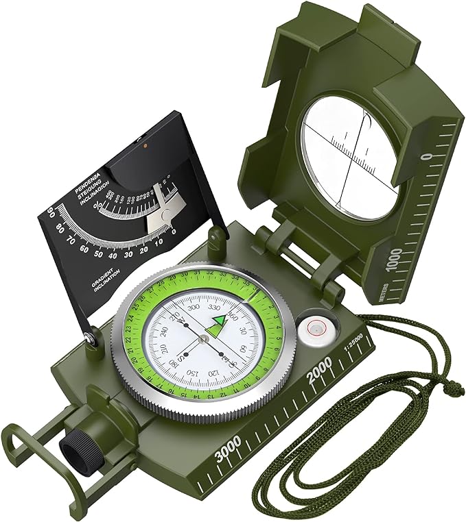 Proster IP65 Compass Hiking Survival - Lensatic Sighting Compass for Camping Navigation, Compass with Clinometer & Carry Bag for Camping Hunting Hiking Geology Activities