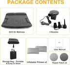 KMZ SUV Air Mattress Thickened and Double-Sided Flocking Travel Camping Bed with 2 Pillows & Electric Pump Dedicated Mobile Cushion Inflatable Bed for SUV Trunk and Rear Seat (Dark Gray)