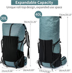 Hiking Backpack,30L +10L Extra Large Capacity Hiking Bag,Internal Frame Camping Backpack,Upgraded X-PAC Lightweight Sport Daypack Travel Backpacks Fit For Mountain Climbing Camping (Grey Green)