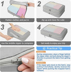 BAGAIL 4 Set/6 Set/8 Set Compression Packing Cubes Travel Accessories Expandable Packing Organizers (Square Mesh, 06-Grey)