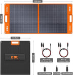 EBL Solar Panel 100W Portable Solar Panel (Upgraded) for 240/300/500/1000/1500/2000 Power Station, with Adjustable Kickstand and Parallel Cable, Waterproof IP65 for Outdoor Camping Hiking RV Trip