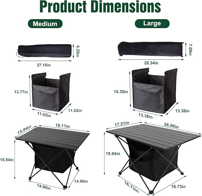 Portable Camping Table, Camping Table Foldable with Basket Storage and Carrying Bag, Ultralight Aluminum Alloy Beach Table for Camping Picnic BBQ Beach Party