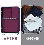 BAGAIL 4 Set/6 Set/8 Set Compression Packing Cubes Travel Accessories Expandable Packing Organizers (Cloth Pattern, 4-Burgundy)