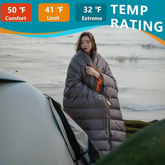 BISINNA 1.72lbs Ultralight Backpacking 650 Fill Power 32-50F Down Sleeping Bag for Adults and Kids - Ultra Lightweight and Compact Backpack Envelope Sleeping Bag for Hiking Camping