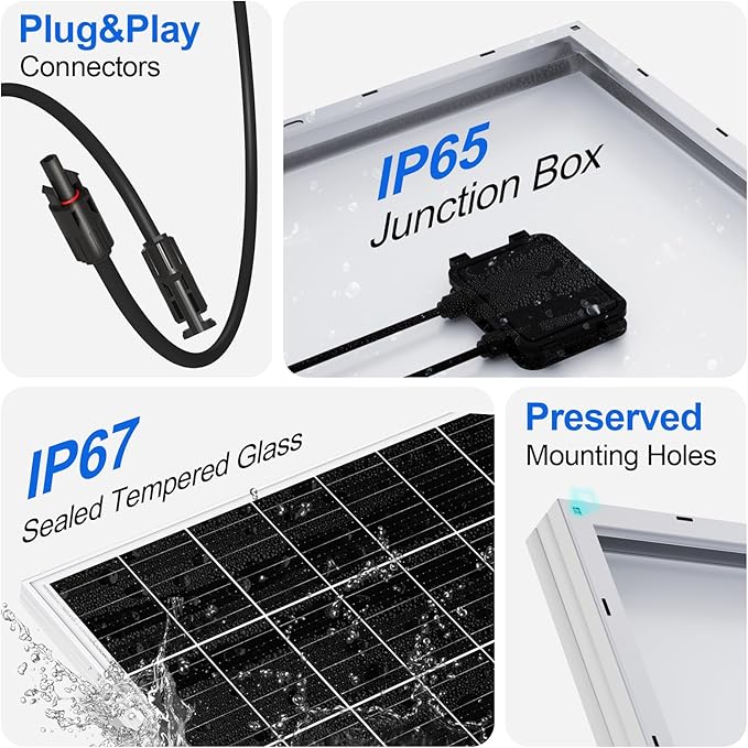 ECO-WORTHY 195 Watt Solar Panel 12 Volt Monocrystalline Solar Panel High Efficiency PV Module Power Charger for Sunsheds, Canopies, RVs, Farms and Other Off-Grid Applications