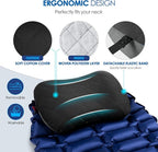 Hikenture Camping Pillow with Removable Cover - Ultralight Inflatable Pillow for Neck Lumbar Support - Upgrade Backpacking Pillow - Washable Travel Air Pillows for Camping, Hiking, Backpacking
