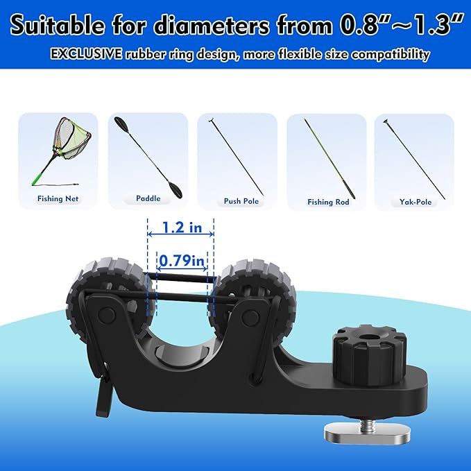 1006 2 PCS Adjustable Kayak Paddle Holder Track Mount Fits Various Shaft Diameters –Universal Rail Mount for Paddle, Fishing Rod, Net – Kayak Accessories for Fishing & Touring