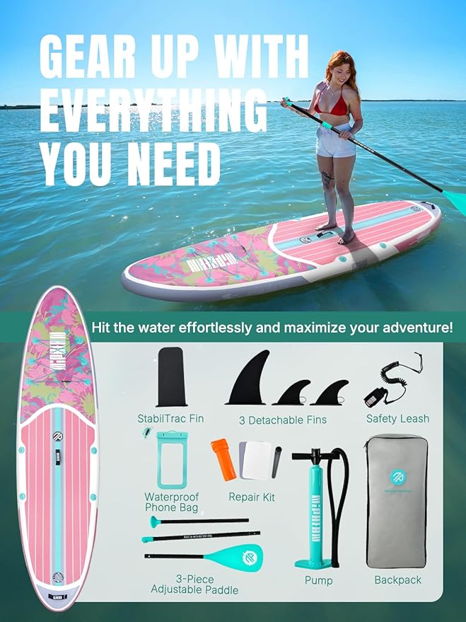 Niphean Inflatable Stand Up Paddle Board with SUP Accessories, Anti-Slip EVA Deck, 10’6’’ Inflatable Paddle Boards for Adults & Youth of All Skill Levels