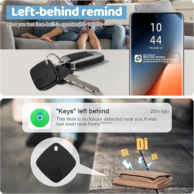 Air Tracker for Android or iOS, 4 Pack Dual System Android Smart Tracker Tags Compatible with iOS Find My or Google Find Hub App, Bluetooth Tracker Key Locator with Sound for Luggage, Bags,Wallet