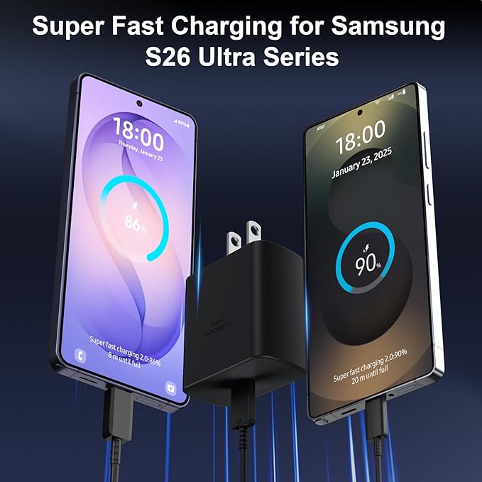 45W USB C Super Fast Charger Type C Charger Fast Charging Android Phone Charger Block with 12FT Type C Charging Cable for Samsung Galaxy S26 Ultra/S26/S26+/S25/S25 Ultra/S25+/S24 Ultra/S23 Ultra/S26