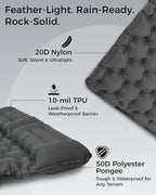 KingCamp Sleeping Pad for Camping, Ultralight Connectable Inflatable Sleeping Pad Camping Mattress with 6.3" Built-in Pillow & Foot Pump for Backpacking Hiking Tent Cot