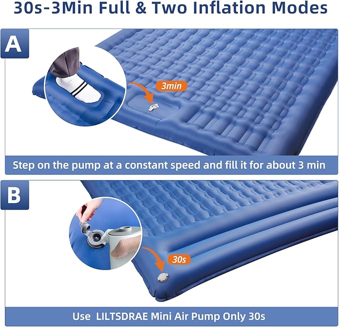 Camping Sleeping Pads，Extra Thick 5 Inch Inflatable Sleeping Mat with Pillow Built-in Pump，Oversized Air Mattress Super Portable for Backpacking Hiking, Tent, Traveling