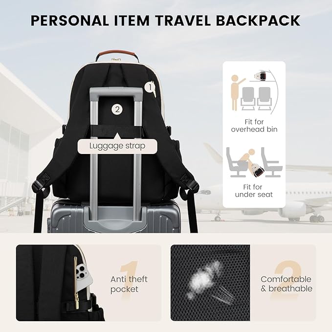 LOVEVOOK Lunch Backpack with Lunch Compartment,17 Inch Laptop Work Travel Insulated Cooler Backpack, Waterproof College Teacher Lunch Bag Box with Tumbler Holder,Gifts for Men Women,Khaki-Coffee-Black