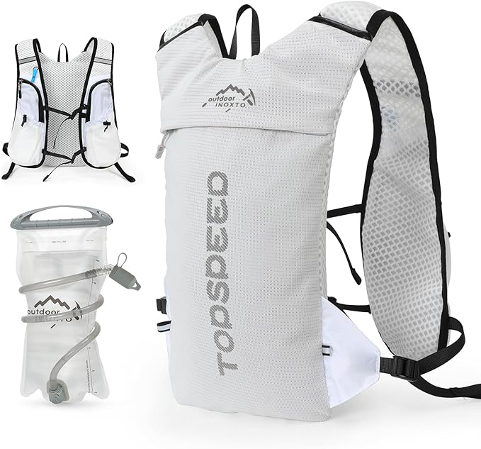 INOXTO Running Hydration Vest Backpack,Lightweight Insulated Pack with 1.5L Water Bladder Bag Daypack for Hiking Trail Running Cycling Race Marathon for Women Men