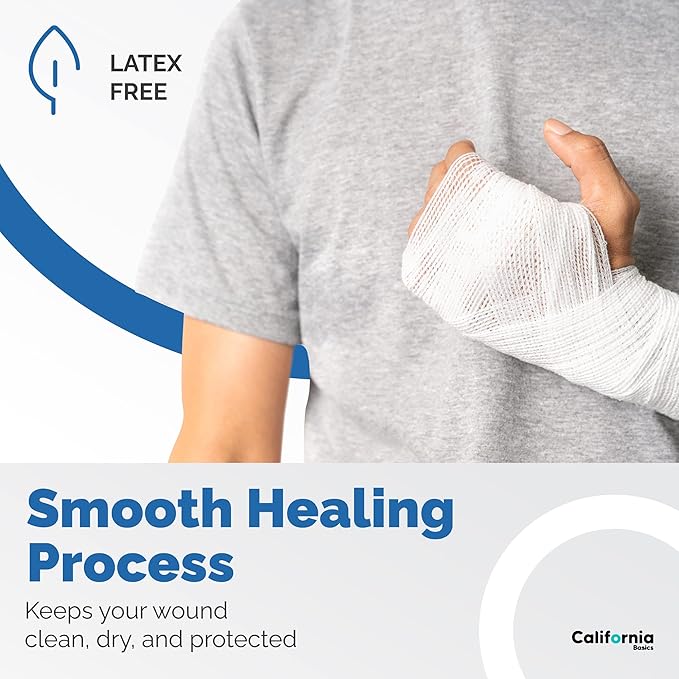 California Basics 24-Pack Gauze Bandage Roll with Tape, 2 Inches x 4 Yards - Soft, Stretchable & Breathable Wrap for Wound Care, First Aid & Medical Supplies - White