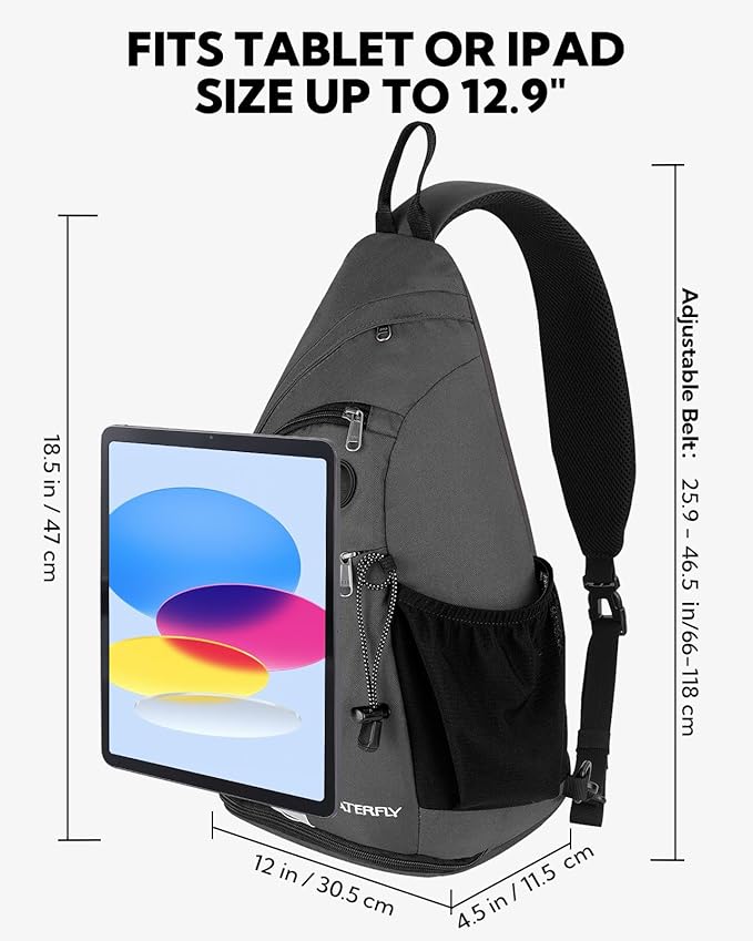 WATERFLY Sling Bag Crossbody Backpack: Over Shoulder Daypack Casual Cross Chest Side Pack
