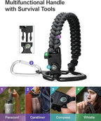 40oz Insulated Water Bottle,Stainless Steel Vacuum Water Bottle, BPA-Free & Leakproof -with Paracord Handle,Strap,Straw Spout Lids,Large Water Jug for Gym Sports