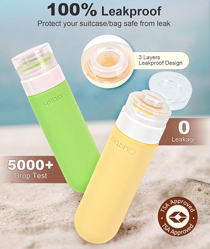 Quatish 20 Pack Travel Bottles for Toiletries, Original Patented, TSA Approved Travel Size Containers, Leak Proof Silicone Shampoo and Conditioner Bottles Women & Men, Airplane Essentials, Multi