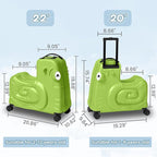 Kids Ride-on Luggage with Spinner Wheels Suitcase, Kid's Ride-On Suitcase Help Your Child Relax, Carry On Trolley Luggage with Password Lock (Green, 22 inches)