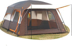 KTT Large Tent 6-12 Person,Family Cabin Tents,Straight Wall,3 Doors and 3 Windows with Mesh,Waterproof,Big Tent for Outdoor,Picnic,Camping,Family,Friends Gathering.