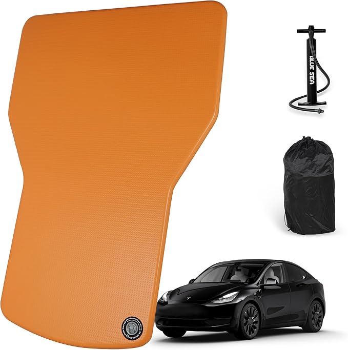 Customized for Tesla Model Y Air Mattress, Drop Stitch Portable Camping Mattress, Comfort Car Sleeping Mat with Manul Air Pump,Storage Bag, Tesla Model Y Accessories