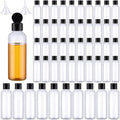 50 Piece 3.4 oz Travel Bottles with Flip Cap Plastic Empty Bottles Refillable Flip Cover Dispensing Squeeze containers with 2 Funnels Portable Refillable Containers for Travel Liquid(Clear, Black)