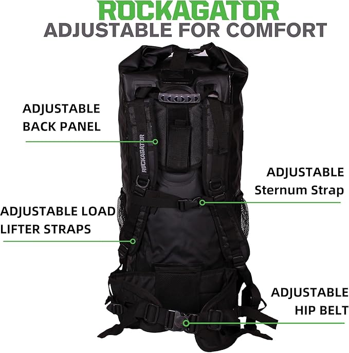 Kanarra 90L Waterproof Backpack for Camping, Hiking, Mountaineering, Backpacking, Hunting, Fishing, Canoeing, Outdoor Activities, The Wet Outdoors - Large Capacity, Roll Top Closure, Black